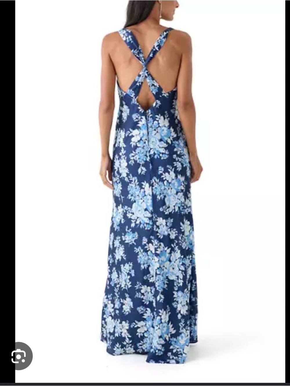 B Darlin Navy Floral Crisscross Back Maxi Dress
